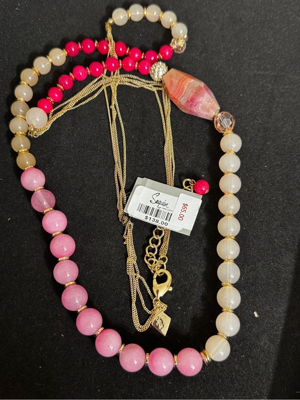 Pink & Ivory Beaded Statement Necklace